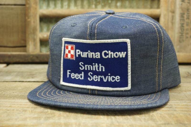 VINTAGE PURINA CHOW DENIM SNAPBACK TRUCKER HAT