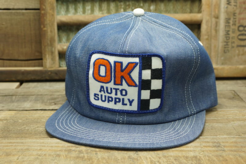 VINTAGE OK AUTO SUPPLY DENIM SNAPBACK TRUCKER HAT