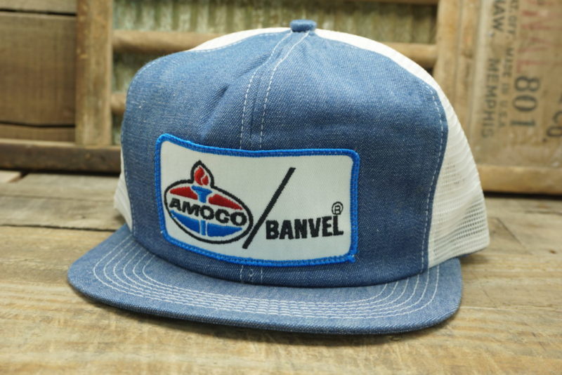 VINTAGE AMOCO DENIM SNAPBACK TRUCKER HAT