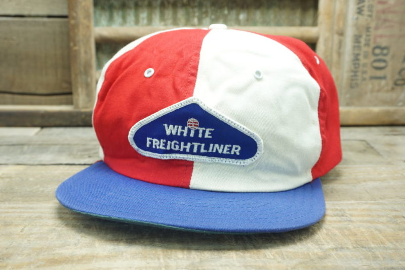 Vintage WHITE FREIGHTLINER TRUCKS Snapback Trucker Hat Cap