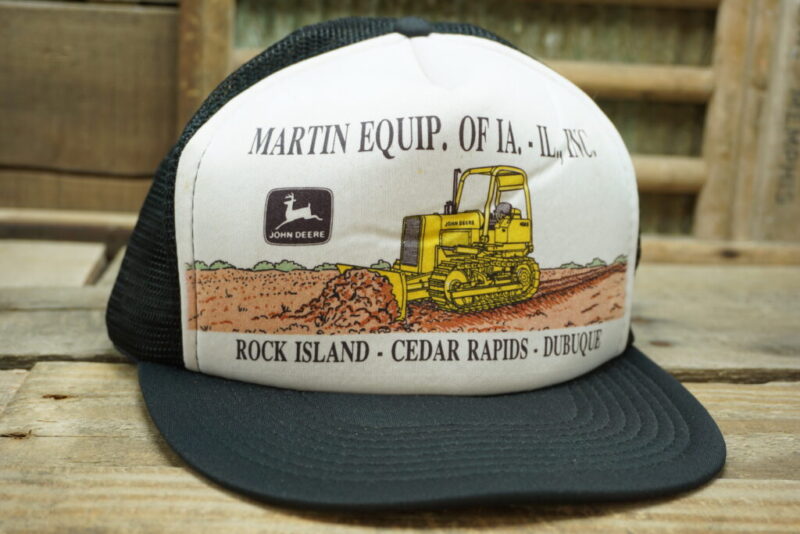 Vintage John Deere Martin Equip. IA IL Snapback Trucker Hat Cap