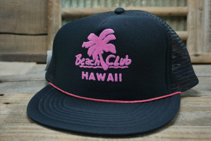 Vintage Beach Club Hawaii Mesh Palm Tree Snapback Trucker Hat Cap