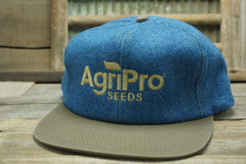 Vintage AgriPro seeds Snapback Trucker Hat Cap Denim K Products Made In USA