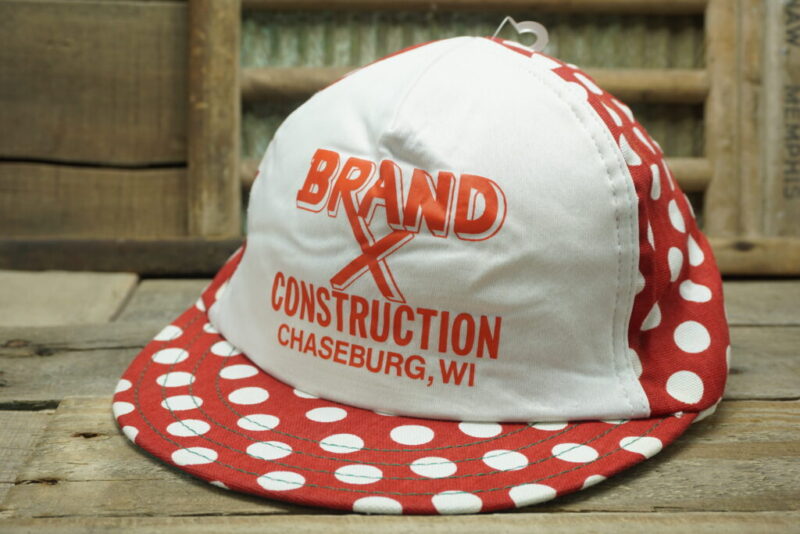 Vintage Brand Construction Chaseburg Wisconsin Ladies Short Bill Snapback Trucker Hat Cap Made In USA