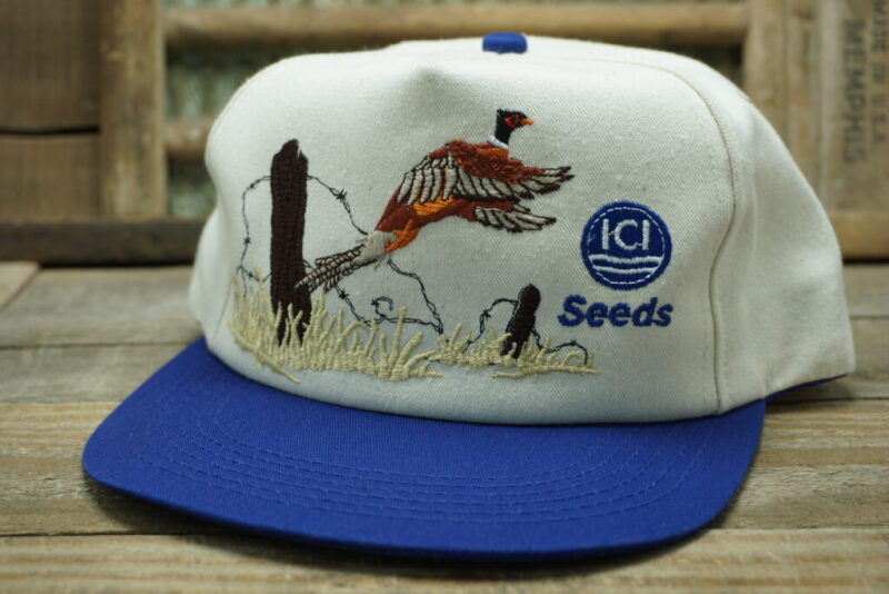 Vintage ICI Seeds Pheasant Snapback Trucker Hat Cap K Products Made In USA