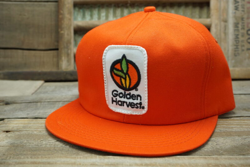 Vintage Golden Harvest Seeds Snapback Trucker Hat Cap Patch Made In USA K Brand