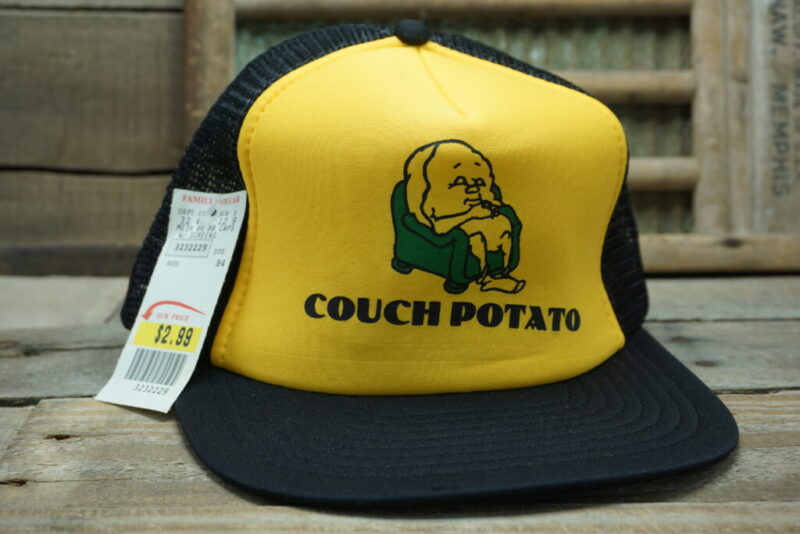 Vintage Couch Potato Mesh Snapback Trucker Hat Cap