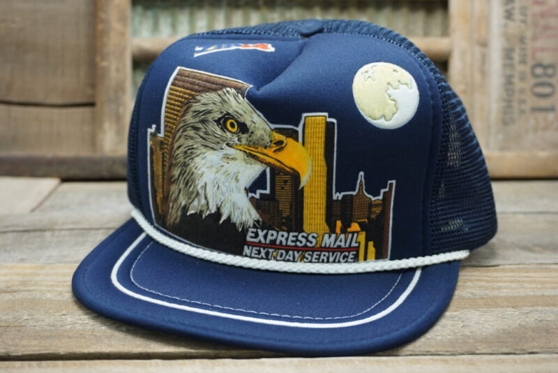 Vintage USPS United States Postal Service Express Mail Eagle Mesh Snapback Trucker Hat Cap