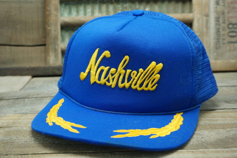 Vintage Nashville Gold Leaf Snapback Trucker Hat Cap Mesh