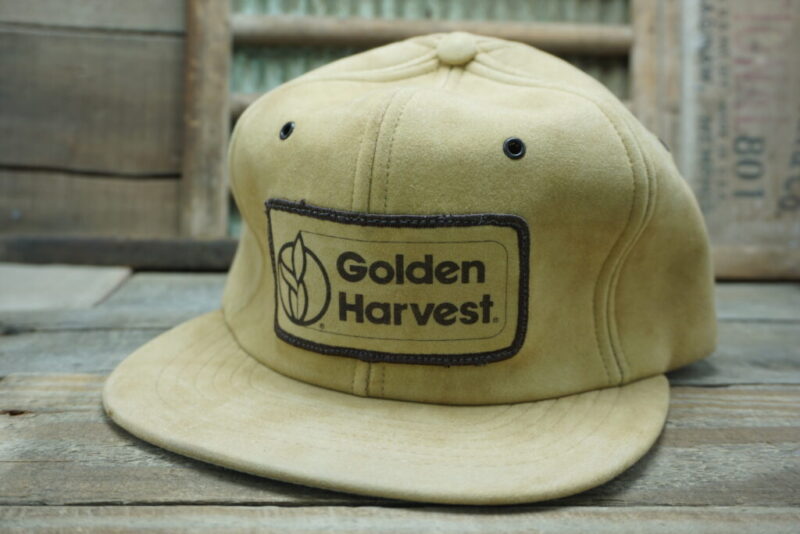 Vintage Golden Harvest Seeds Snapback Trucker Hat Cap Swingster Suede Made In USA