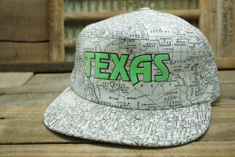 Vintage TEXAS State Map Snapback Trucker Hat Cap Made In USA
