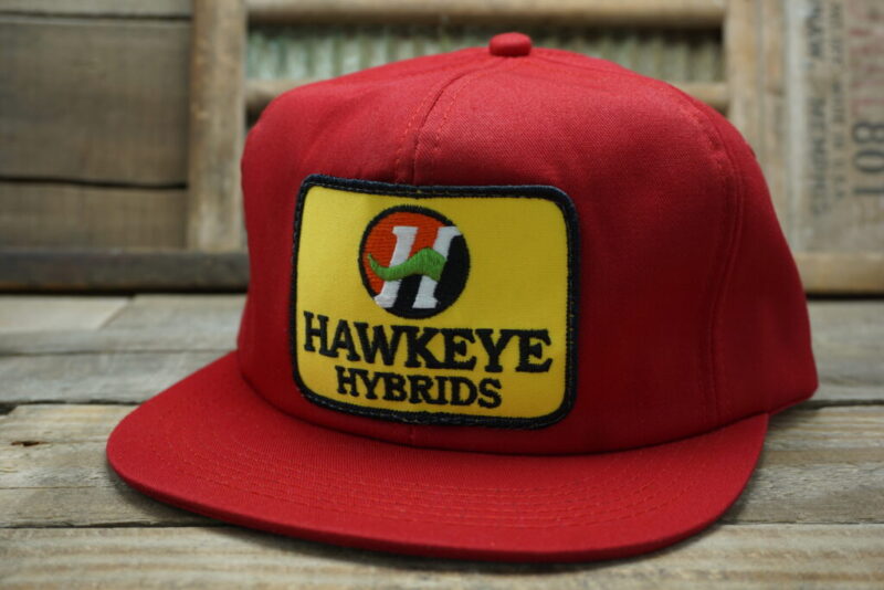 Vintage HAWKEYE HYBRIDS patch Snapback Trucker Hat Cap