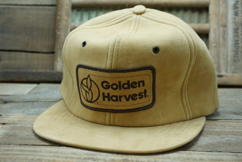Vintage Golden Harvest Seeds Snapback Trucker Hat Cap Swingster Suede Made In USA