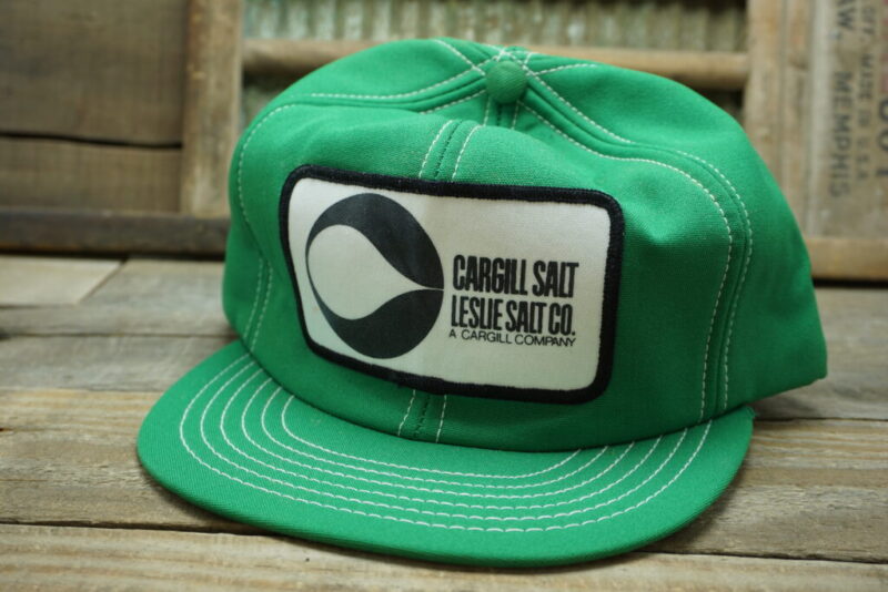 Vintage Cargill Salt Leslie Salt Co Snapback Trucker Hat Cap Patch Made In USA
