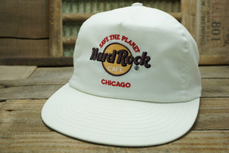 Vintage Hard Rock Cafe Save the Planet Chicago Strapback Trucker Hat Cap Made In USA