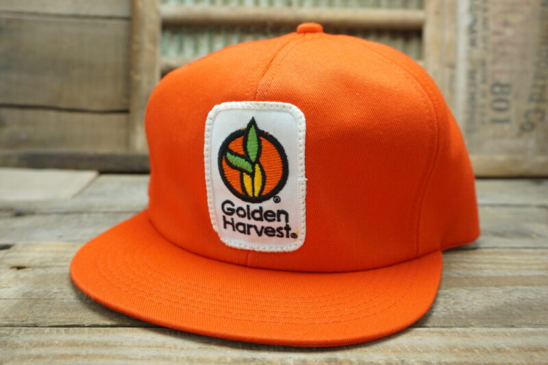Vintage Golden Harvest Seeds Patch Snapback Trucker Hat Cap K Brand Made In USA