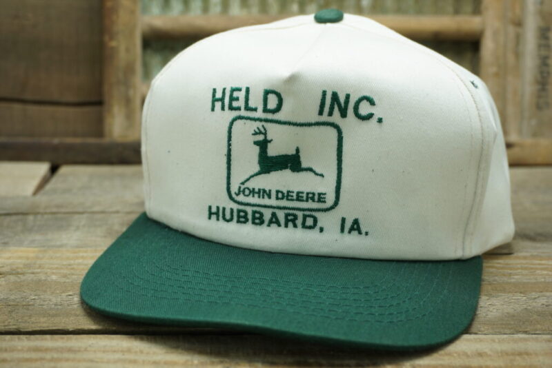 Vintage John Deere Held Inc Hubbard Iowa Snapback Trucker Hat Cap