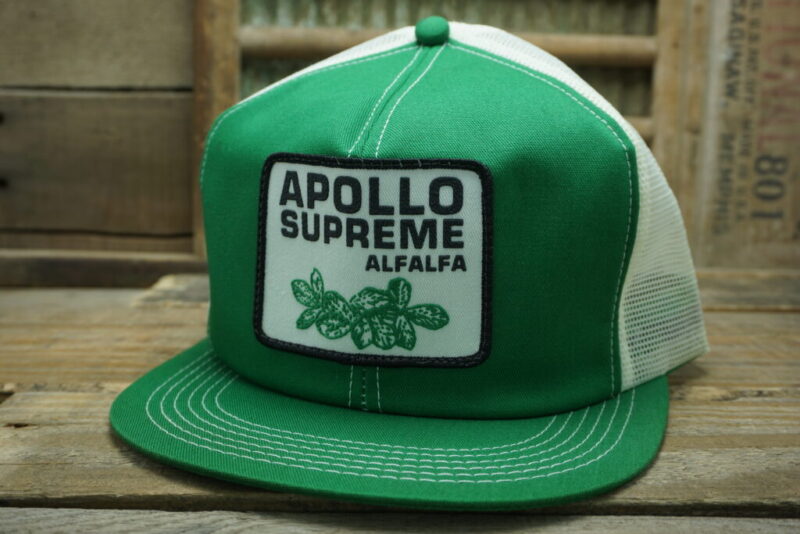 Vintage Apollo Supreme Alfalfa Mesh Patch Snapback Trucker Hat Cap K Products Made In USA