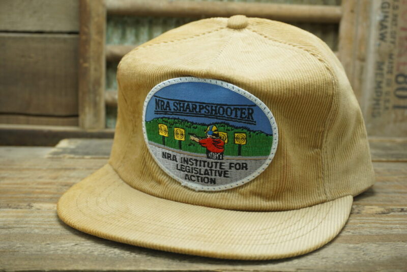 Vintage NRA National Rifle Association Sharpshooter NRA Institute For Legislative Action Corduroy Snapback Trucker Hat Cap Made In USA