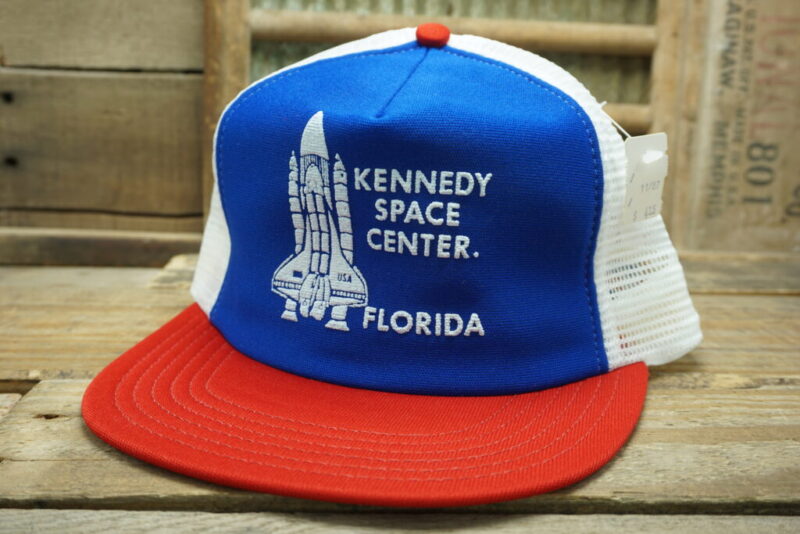 Vintage Kennedy Space Center Brevard County Florida NASA Mesh Snapback Trucker Hat Cap Made in USA