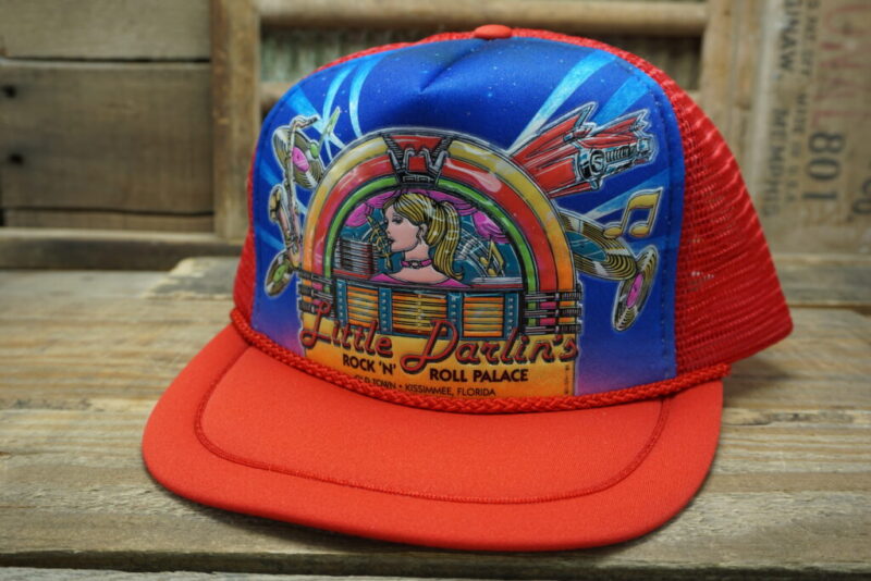 Vintage Little Darlin's Rock N' Roll Palace Old Town Kissimmee Florida Mesh Snapback Trucker Hat Cap