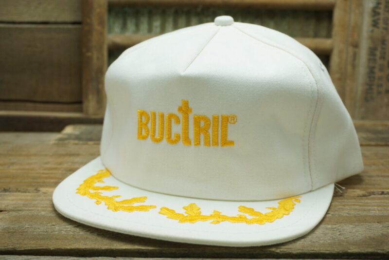 Vintage Buctril Herbicide Gold Leaf Snapback Trucker Hat Cap K Products Made In USA