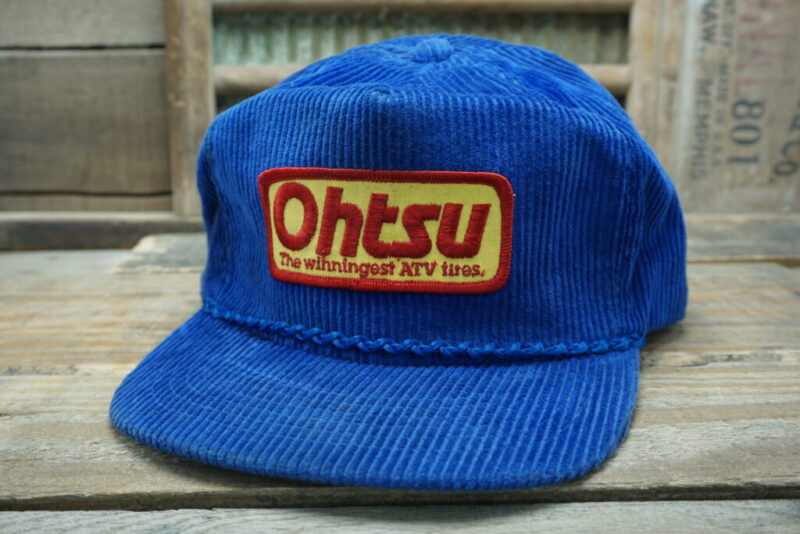 Vintage Ohtsu The winningest ATV tires Corduroy Strapback Trucker Hat Cap Patch