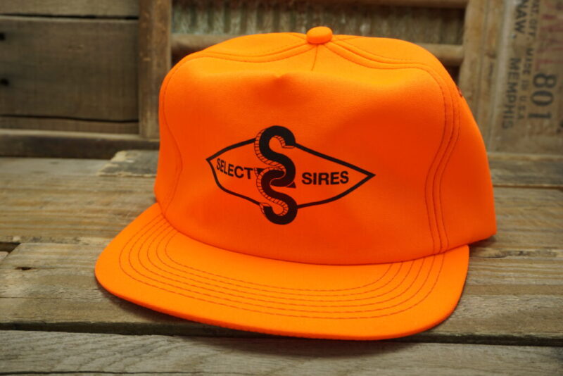 Vintage Select Sires Snapback Trucker Hat Cap K Products Made In USA Blaze Orange