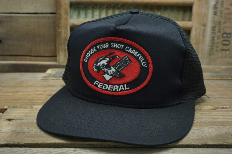 Vintage Federal Ammunition CHOOSE Your Shot Carefully Mesh Patch Snapback Trucker Hat Cap