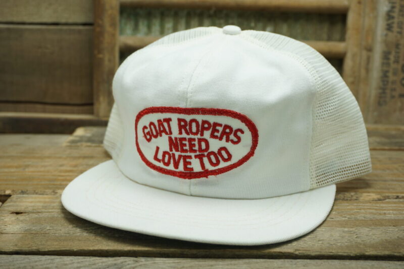 Vintage Goat Ropers Need Love Too Mesh Patch Snapback Trucker Hat Cap Made In USA