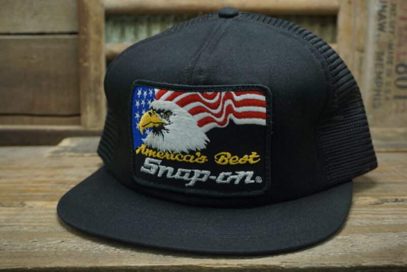 Vintage America's Best Snap-On Tools American Flag Bald Eagle Mesh Patch Snapback Trucker Hat Cap Swingster Made In USA