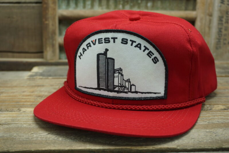 Vintage Harvest States Patch Rope Snapback Trucker Hat Cap K Products Made In USA