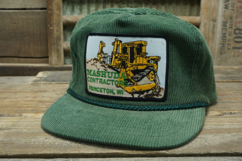 Vintage Mashuda Contractors Princeton Wisconsin WI Tractor Strapback Trucker Hat Cap