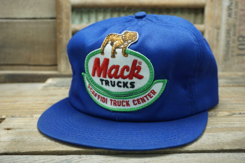 Vintage Mack Trucks Bull Dog Scaffidi Truck Center Patch Snapback Trucker Hat Cap K Products Made In USA