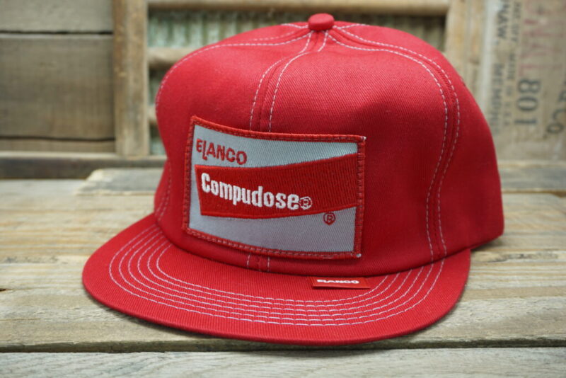 Vintage Elanco Compudose Patch Snapback Trucker Hat Cap K Products Made In USA
