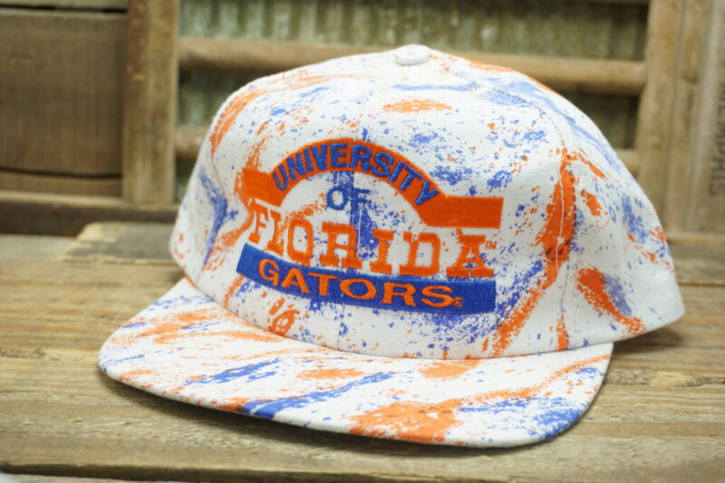 Vintage University of Florida Gators Splattered Snapback Trucker Hat Cap Made In USA