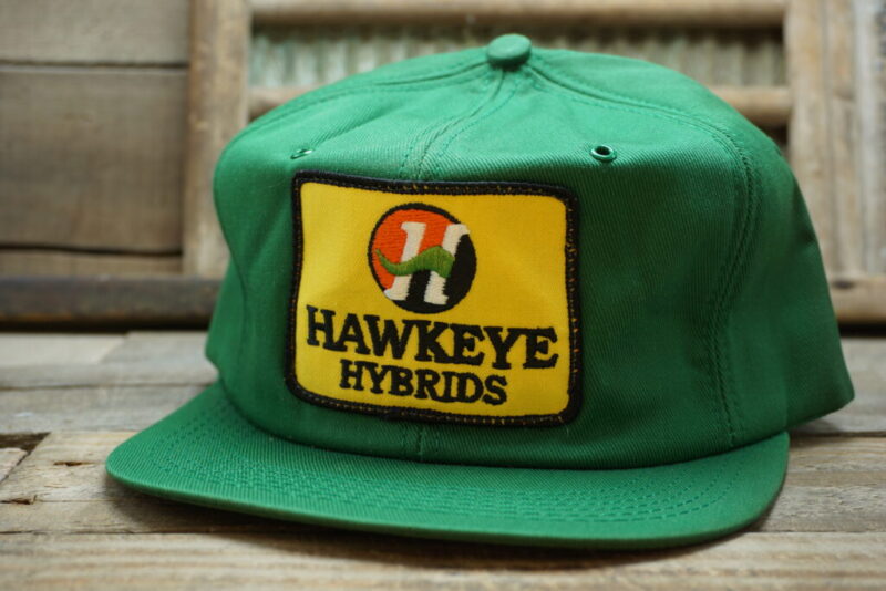 Vintage Hawkeye Hybrids Patch Snapback Trucker Hat Cap K Products Made In USA