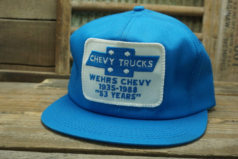 Vintage Chevy Trucks Wehrs Chevy 1935-1988 53 Years Chevrolet Patch Snapback Trucker Hat Cap K Products Made In USA