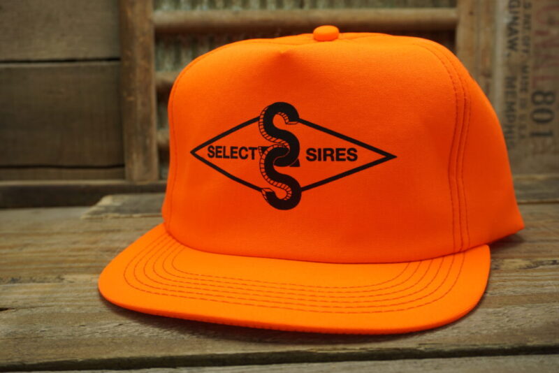 Vintage Select Sires Snapback Trucker Hat Cap K Products Made In USA Blaze Orange