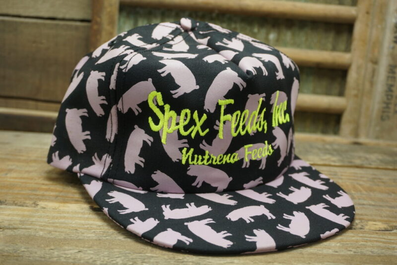 Vintage Spex Feeds Inc Nutrena Feeds Pork Pigs Snapback Trucker Hat Cap Made In USA