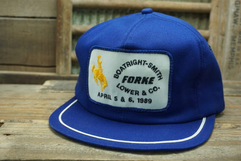 Vintage Forke Cowboy Boatright-Smith Lower & Co. April 5 - 6 1989 Patch Snapback Trucker Hat Cap K Products Made In USA