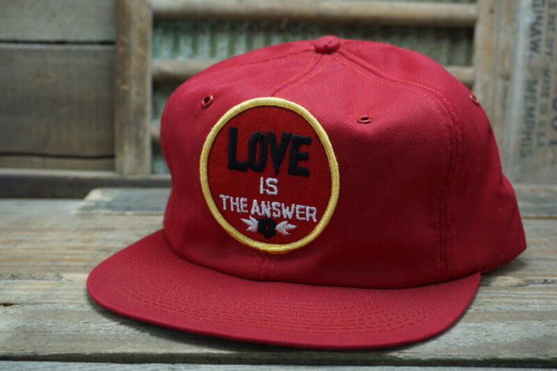 Vintage Love is the Answer Patch Snapback Trucker Hat Cap K Brand Made In USA
