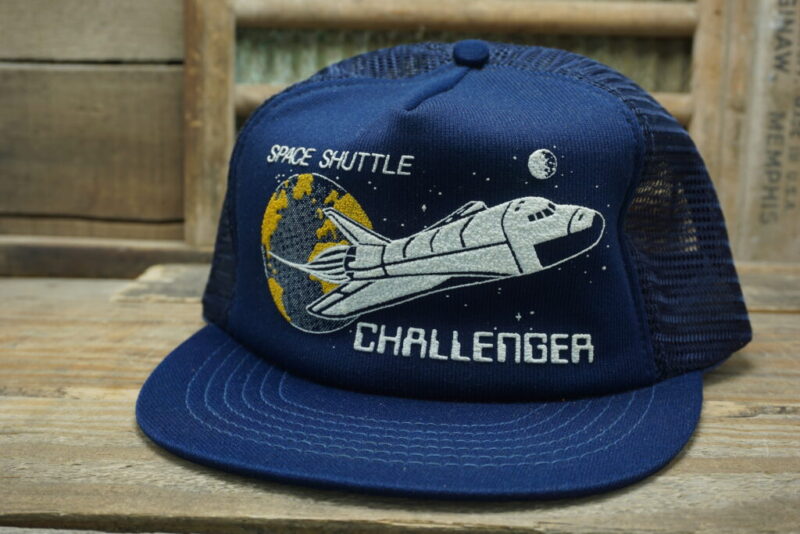 Vintage NASA Space Shuttle Challenger Mesh Snapback Trucker Hat Cap Made In USA