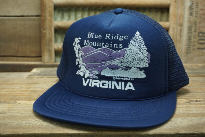 Vintage Blue Ridge Mountains Virginia Mesh Snapback Trucker Hat Cap