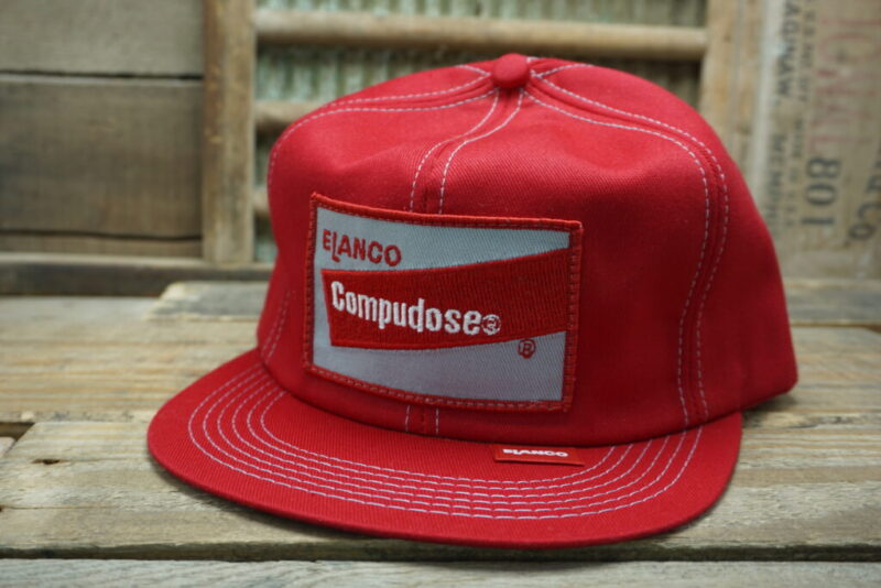 Vintage Elanco Compudose Patch Snapback Trucker Hat Cap K Products Made In USA
