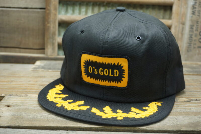 Vintage O's Gold Gold Leaf Patch Snapback Trucker Hat Cap K Products Made In USA