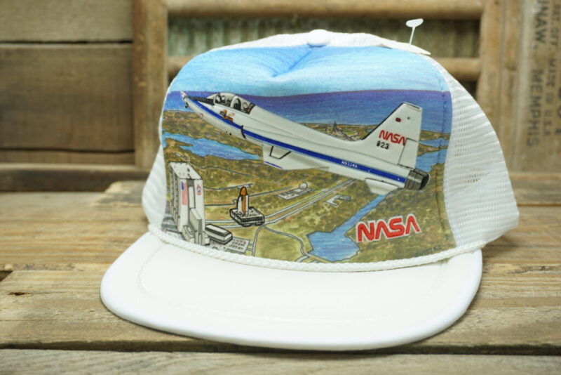 Vintage NASA N923NA 923 Plane Mesh Snapback Trucker Hat Cap