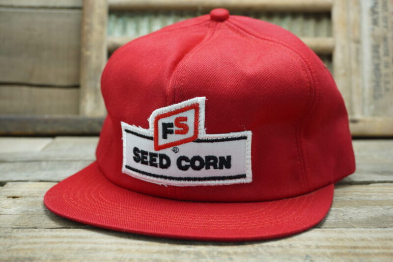 Vintage FS Seed Corn Snapback Trucker Hat Cap Patch K Products Made In USA