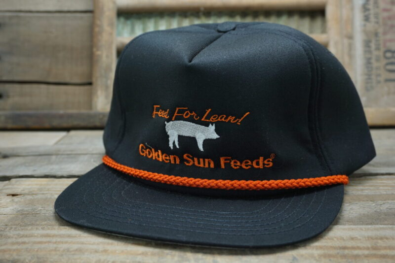 Vintage Golden Sun Feeds Feed For Lean Pig Pork Snapback Trucker Hat Cap Made in USA
