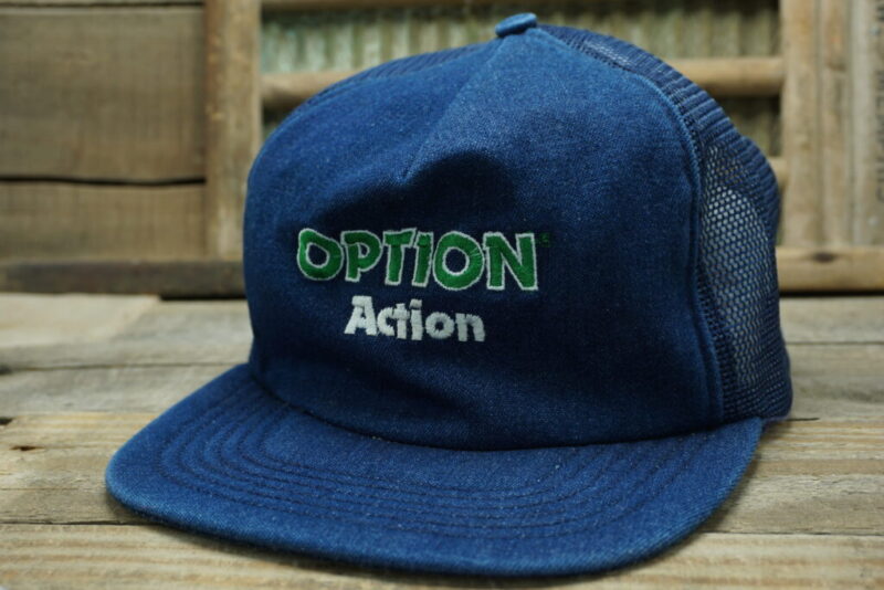 Vintage Option Action Mesh Denim Snapback Trucker Hat Cap Made In USA